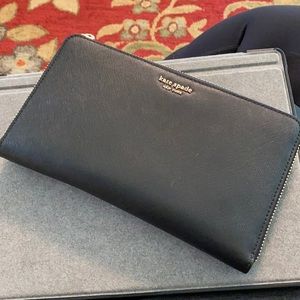 Kate Spade authentic XL black leather clutch EUC